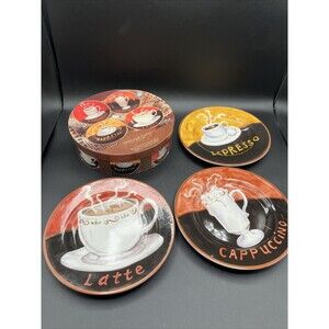 Vintage American Atelier at Home "Coffee" Set/3 Snack Plates 3 Designs EUC
